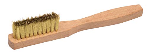 Image of Weiler 44619 Small Hand Wire Scratch Brush, Crimped Brass Fill, Wood Block, 3 x 10 Rows, Made in The USA (Pack of 72)