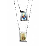Vera Mentis Collar Religioso Escapulario con Dos Medallones – Jesús y Virgen María – Joya Cristiana con Cadena