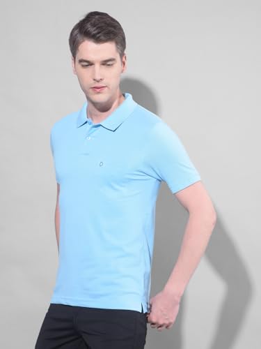 Image of Dollar Men's Pack of 1 Solid Cotton Blend Polo Neck T-Shirt