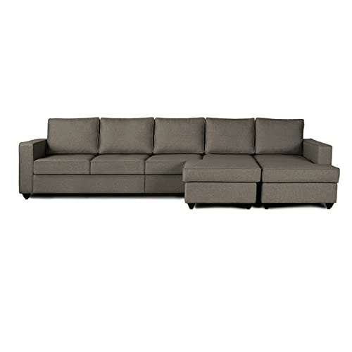 Image of Wakefit Sofa Set | 3 Year Warranty | Sofa 3 Seater, 3 Seater Sofa for Living Room, Wooden Sofa Set, 4 Seater + Right Aligned, Sofa for Living Room - Napper(Omega : Grey)