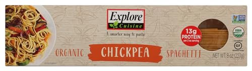 Explore Cuisine Organic Chickpea Spaghetti - 8 oz - High in Plant Based Protein, Gluten Free Pasta, Easy to Make - USDA Certified Organic, Vegan, Kosher, Non GMO - 4 Servings