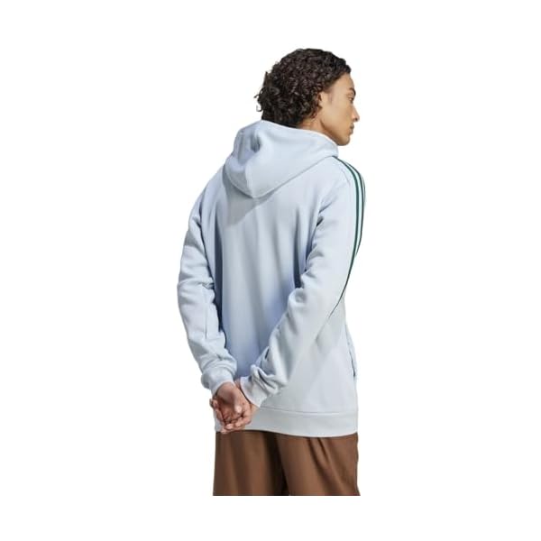 adidas Essentials Fleece 3-Stripes Full Zip Mens Hoodie Jacket L - Image 2