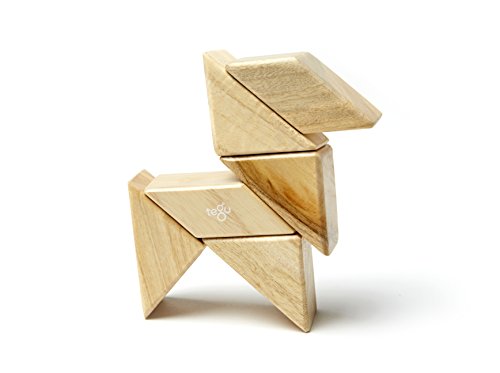 Image of 6 Piece Tegu Pocket Pouch Prism Magnetic Wooden Block Set, Natural
