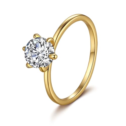Bague en or véritable 18 carats qui ne ternit pas avec moissanite durable 0,5 ct