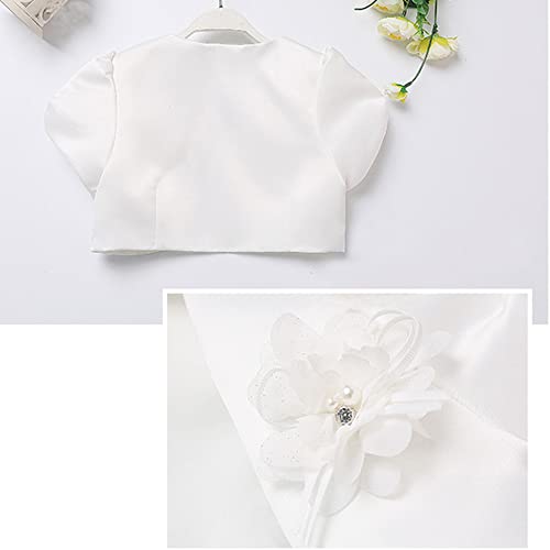 Libaobaoyo Girls Short Sleeve Bolero Shrug Satin Open Front Cardigan Shawl Princess Evening Dress Cape #TOP2