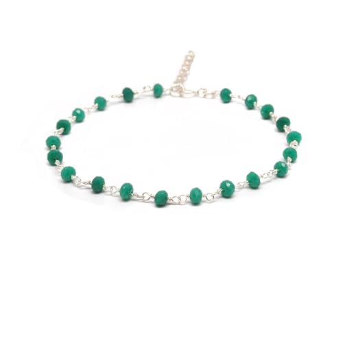 Multi Beads With 925 Silver Necklace, Handmade boho Style Dainty Jewelry for Women, Beaded Jewelry Gift for Wife/Her (Gold Finish, Apatite, 36 Inch)