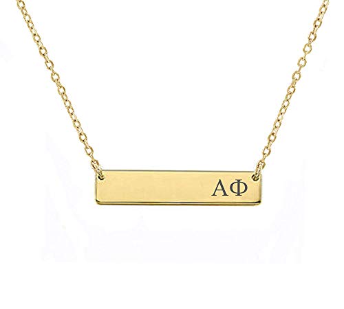 Alpha Phi Sorority Bar Necklace Greek Sorority Letters with Adjustable Chain