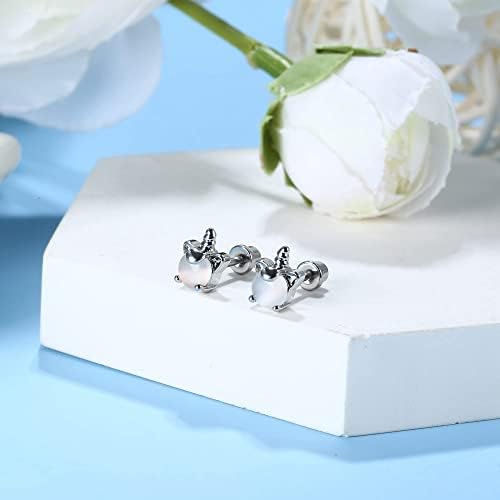 YADOCA 6 Pairs Girls Earrings for Women 316L Stainless Steel Hypoallergenic Screw Back Earrings Cubic Zirconia Earrings Ball Heart CZ Butterfly Stud Earrings Set Tragus Cartilage Jewelry