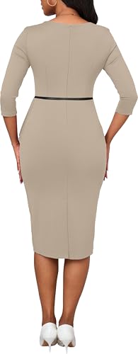 Business Casual Dress for Women Elegance Church Dresses Midi Bodycon Pencil Dress Office Modest Work Suiting Outfits3
