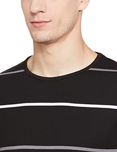 Image of EYEBOGLER Noble Monk Men's Striped Regular Fit T-Shirt (T305 Grey Black White 2XL),XXL