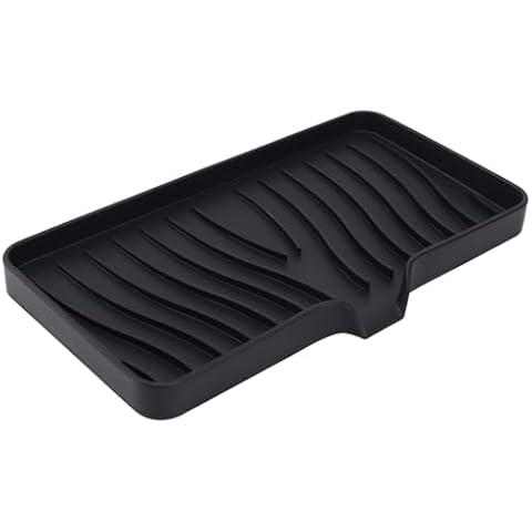 YASMEN Silicone Bathroom Soap Dishes, Sink Sponge Holder for Kitchen, Rubber Soap Dish with Drain, Shower Soap Sponge Tray, Sink or Counter Organizer, for Bar Soap, Bottle, Dish Soap Dispenser-Black Cover