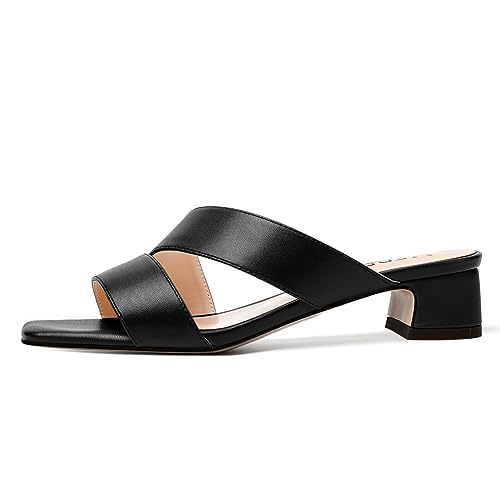 MERRORI Womens Slip On Bridal Matte Fashion Open Toe Chunky Low Heel Heeled Sandals 1.5 Inch2