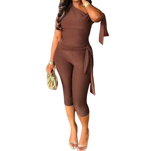 Fastkoala Women's 2 Piece Shorts Sets Outfits Casual Summer 2025 Sexy Off The Shoulder Bodycon Matching Pants Sets