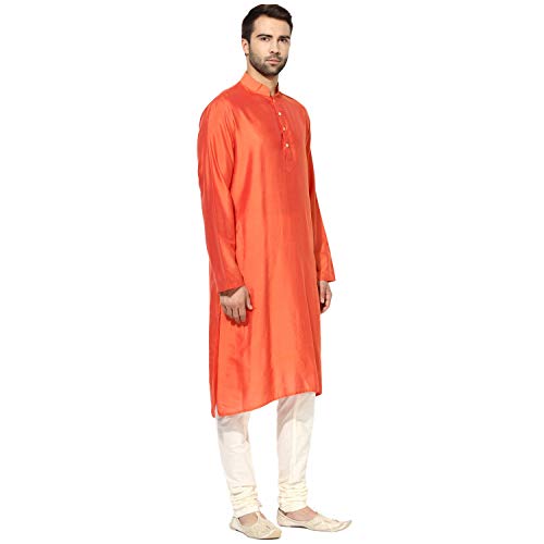 Kurta Benarasi de algodón de seda magenta para hombre túnica tradicional 2