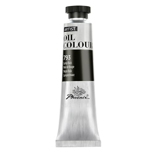 PHOENIX Lamp Black Oil Paint - 40ml / 1.35 Fl oz. Single Tube - Artist Quality Oil Based Paint for Professionals