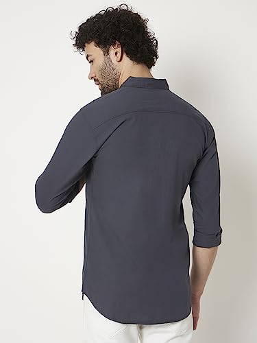 Image of RAGZO Men's Solid Slim Fit Cotton Casual Shirt with Spread Collar & Full Sleeves Breathable Fabric for Flexibility