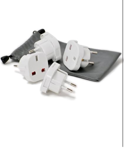 MOBIBAY 4 Pack EU Travel Adapter UK to European Plug Adapter Europe Converter Type C E F for Spain France Italy Portugal Germany Netherlands Greece Poland Turkey and More (White)