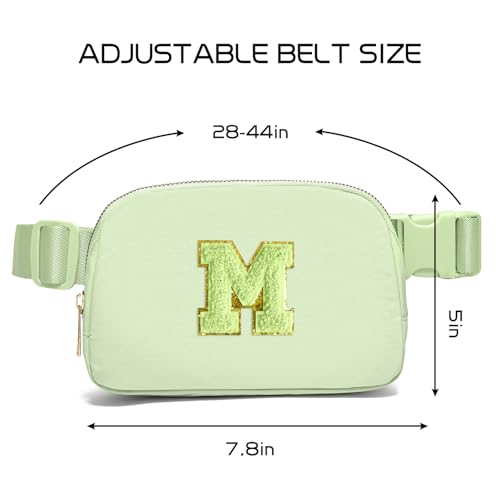 Image of Gitus Gifts for 8 9 10 11 12 Year Old Girls Belt Bag Fanny Pack Crossbody Bags with Initial Letter Patch Cute Stuff Birthday Gifts for Teen Girls Women Personalized Trend Stuff (Light Green-M)