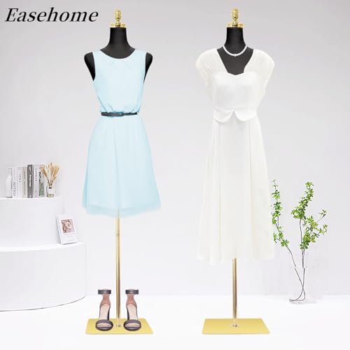EaseHome Female Mannequin Torso, Height Adjustable Dress Form Manikin Body Clothing Display with Metal Bracket and Rectangular Base for Sewing Dress Display,Black