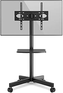 RFIVER Mobile TV Stand on wheels for 27-60 Inch TVs, Tilt Height Adjustable Rolling TV Trolley with Bracket Mount max VESA 400x400mm max 40kgs