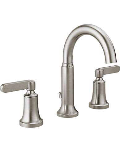 Delta Alux SpotShield Brushed Nickel 2-Handle Widespread WaterSense Bathroom Sink Faucet with Drain