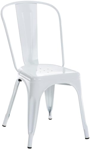 CLP Chaise Benedikt I Chaise métallique empilable et Facile d'entretien I Chaise empilable pouvant Supporter jusqu'ŕ 200 kg, Couleur:Blanc