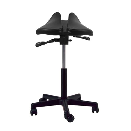 HUNTFF Taburete de Cuero con Ruedas, ergonómico, para Oficina, hogar, salón, Tienda, Altura Ajustable y Capacidad de Carga de 150 kg.