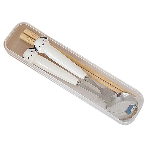 Cartoon Cutlery Set Portable Flatware Set Stainless Steel Fork Spoon Chopsticks With Cute Puppy Travel Cutlery Set For Office Travel Picnic