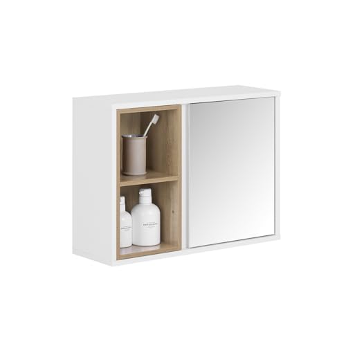 SoBuy Armoire Murale avec Miroir pour Salle de Bain, Placard de Rangement Suspendu, Meuble Haut...