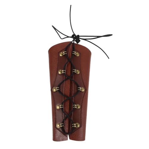 Veemoon Protector de Antebrazo para Tiro con Unisex Ajustable de Cuero Marrón, Ligero y Transpirable, Brazalete de Protección para Práctica Deportiva y Disparo al Objetivo