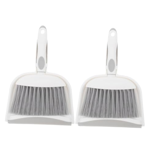 Abaodam ミニちりとりとブラシ 小型ほうき 卓上ホコリ取り 軽量コンパクト 掃除用具 家 車内 オフィス用 グレー
