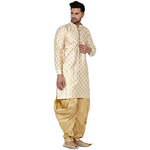 Image of Veera Paridhaan Men's Banarasi Full Sleeve Printed Long Straight Kurta
