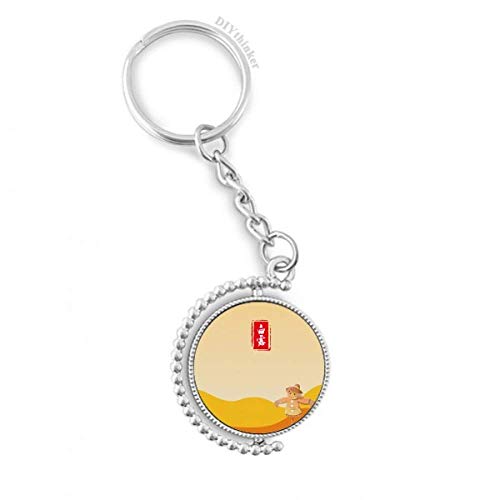 Llavero giratorio circular Rocío Blanco con anillo de diseño Pilgrim funcional