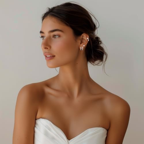 GEORGE · SMITH Sterling Silver Stud Earrings for Women, Silver Flower Earrings for Multiple Piercing, Flower Stud Earrings Set for Women Jewelry Gift4