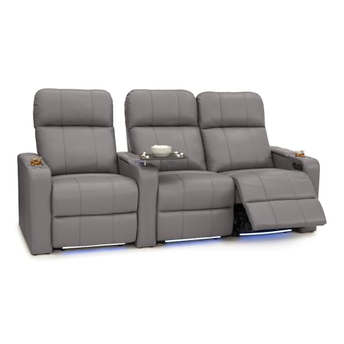 Image of Seatcraft Monterey Home Theater Seating Gray Row of 3 Right Loveseat