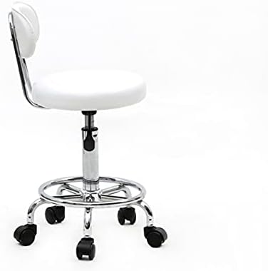 Miniatura 7 de Taburete de bar, moderno taburete redondo giratorio con respaldo, silla de bar de piel sintética giratoria de 360 sin brazos con altura ajustable