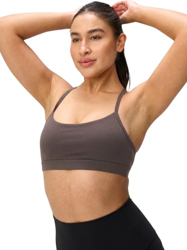 Image of Womens Y Back Padded Sports Bra Strappy U Neck Butter Soft Low Impact Workout Bras Yoga Pilates Walking