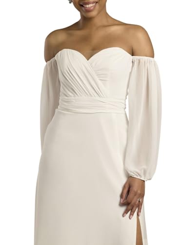 David's Bridal Off-The-Shoulder Billow Sleeve Wedding Dress2