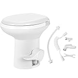 YITAHOME RV Toilet with Pedal Flush, High Profile Gravity Flush Toilet with Hand Sprayer for Motorhome Caravan Car Travel