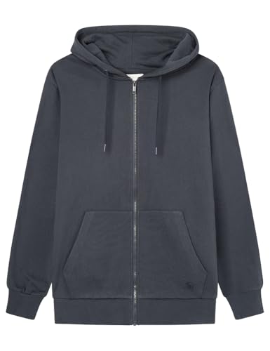 Springfield Basic Zip UP L/S Hooded Sweatshirt Sudadera con Cremallera, Azul, M para Hombre