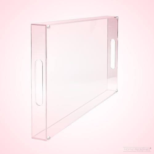 Modern Elegant 16"x12" Rectangle Acrylic Lucite Plastic Decorative Tray Clear Serving Tray with Clear Handles Food Fruit Display Makeup Perfume Storage for All Occasion's by Home Redefined