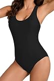 Womens Conservative Athletic Racerback Sporty Black One Piece Training Swimsuits Swimwear Bathing Su