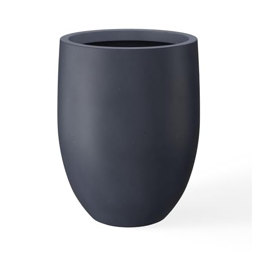 Kante 21.7" H Dark Gray Concrete Tall Planter, Large Outdoor Indoor Decorative Pot with Drainage Hole and Rubber Plug, Modern Round Style for Home and Garden