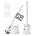 BOOMJOY Toilet Bowl Brush and Holder, 2 Pack Toilet Brush and Holder Set with Dense Bristles for Bathroom Deep Cleaning, Household Cleaning Accessories, Easy to Assemble, Clear