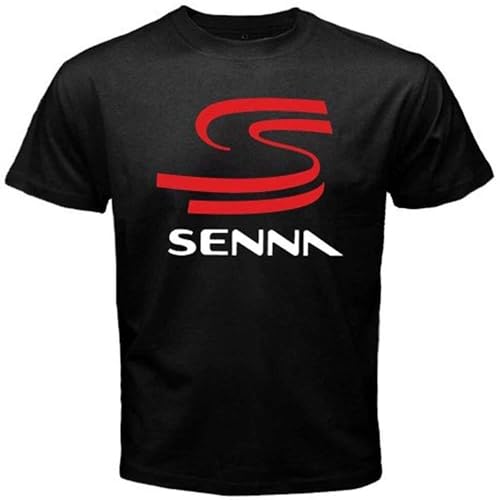TFHsedftr3 YR F-1 Legend Ayrton Senna Racing Logo Men's Black T-Shirt Black M