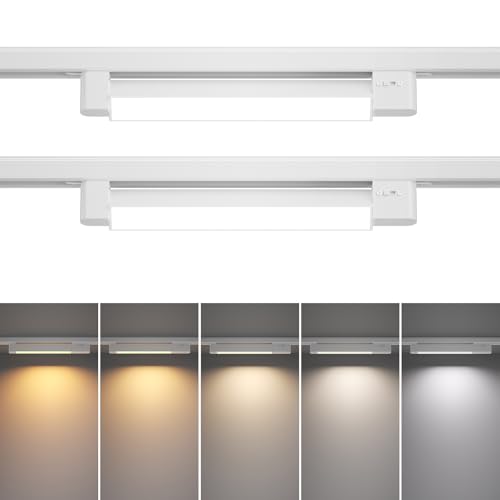 TuyuBEE 5 Color Linear H Track Lighting Heads H Type Track Light Heads Dimmable LED Track Lighting Fixtures Ceiling Spotlight, H Style Track Heads for H Track Lighting Rails - White CRI90 15W 2 Pack