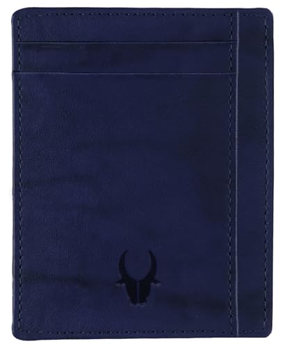 Image of WildHorn Leather Card Holder for Men & Women (Blue Antique)