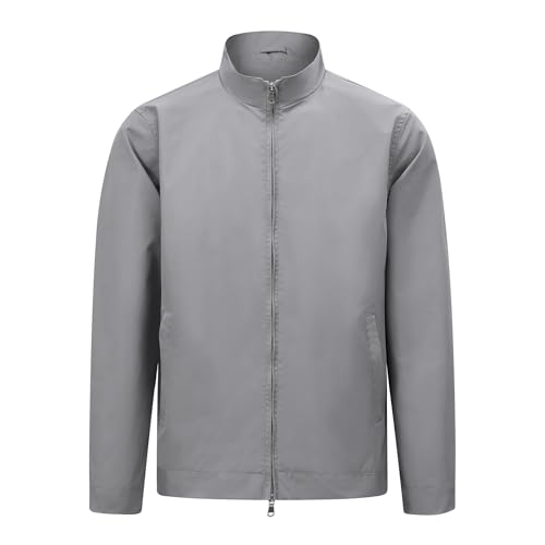 Image of Allthemen Men's Lightweight Jacket Smart Casual Cargo Sports Windproof Autumn Coat Outdoor Full Zip Grey M