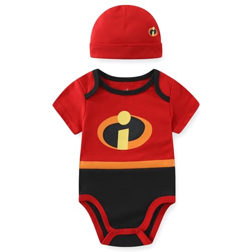 Disney The Incredibles Jack-Jack Baby Boys Bodysuit with Hat Cap 2 Piece Set for Newborn and Infant