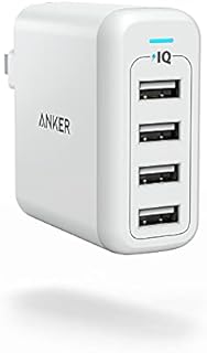 Anker 40W 4-Port USB Wall Charger with Foldable Plug, PowerPort 4 for iPhone XS/XS Max/XR/X/8/7/6/Plus, iPad Pro/Air 2/Mini 4/3, Galaxy/Note/Edge, LG, Nexus, HTC, and More